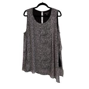 LANE BRYANT Tank Top Womens 18/20 Black Leopard Print Lined Keyhole Back Blouse